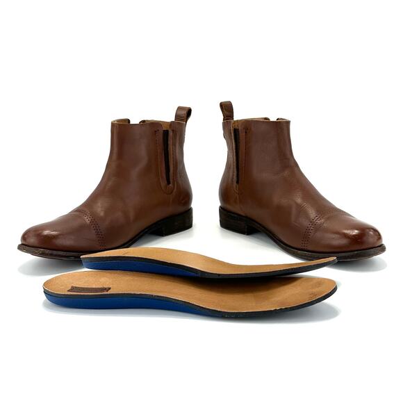 Olukai Malie Women Brown Ankle Boot Size 7 Leather Low Block Heel Chelsea Bootie - Picture 8 of 13